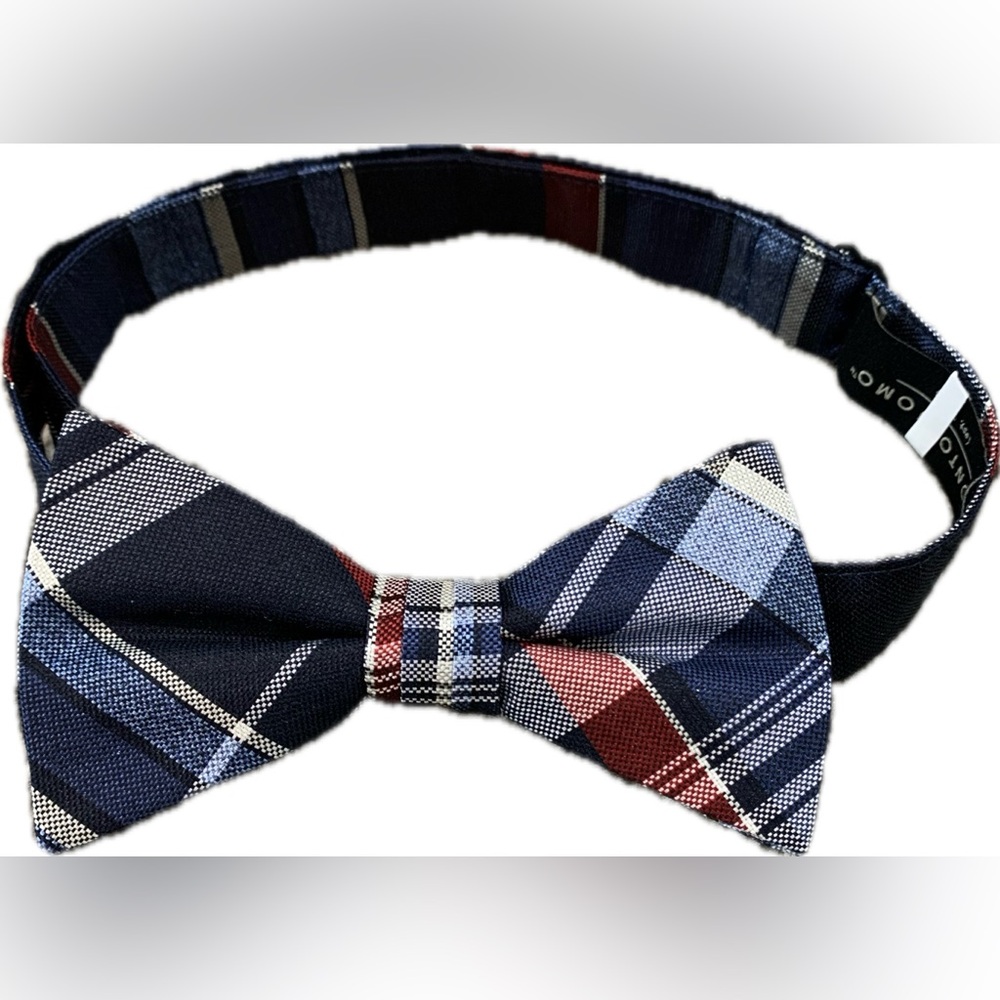 NEW PRONTO UOMO Mens Wearhouse Blue Plaid Bow Tie